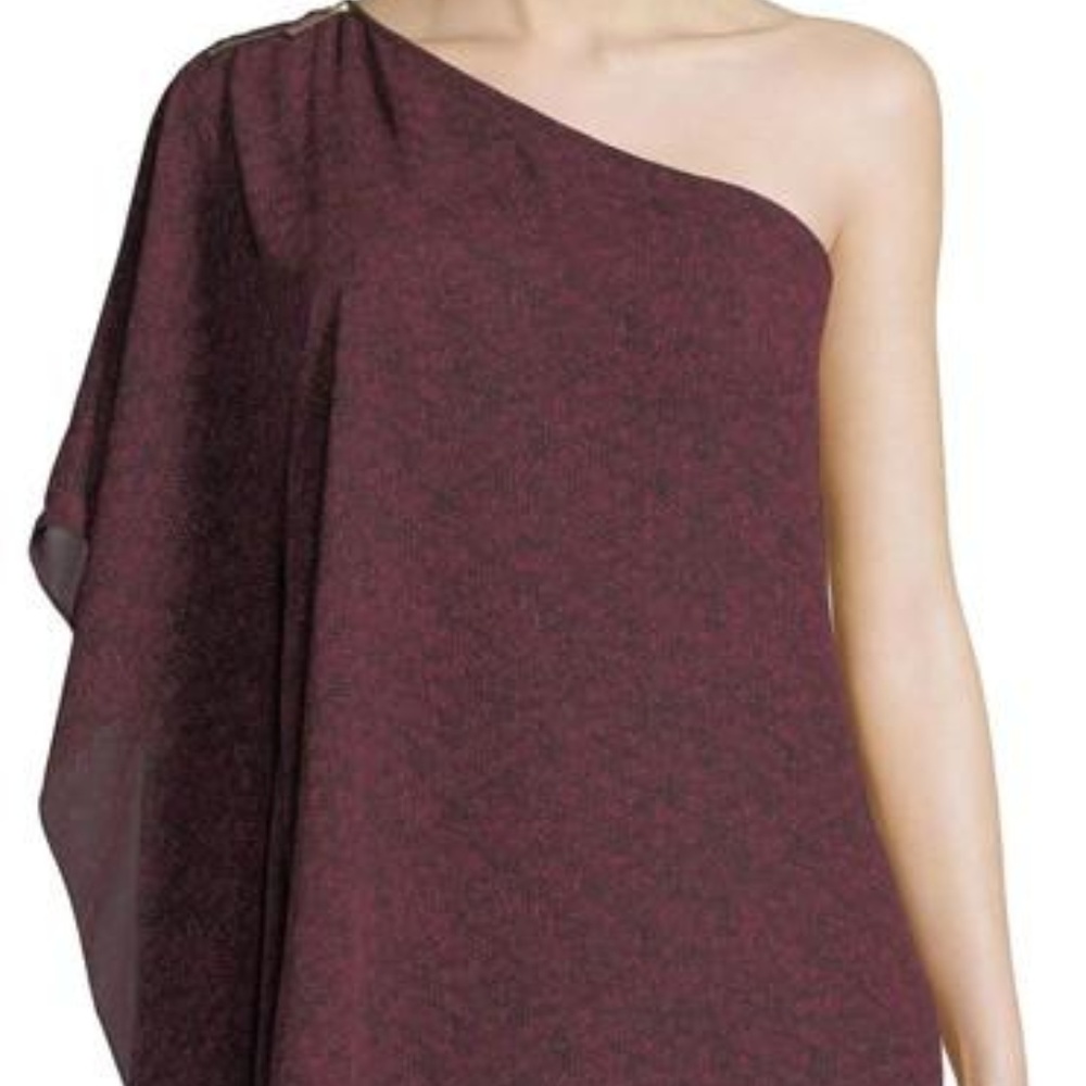 Michael Kors Burgundy Chiffon One-shoulder Top